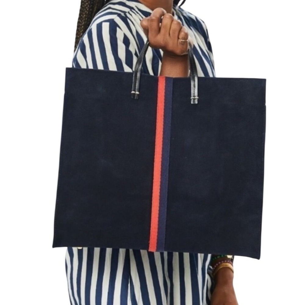 Clare V Simple Tote Navy Suede Leather Shoulder Bag EUC - Picture 7 of 7